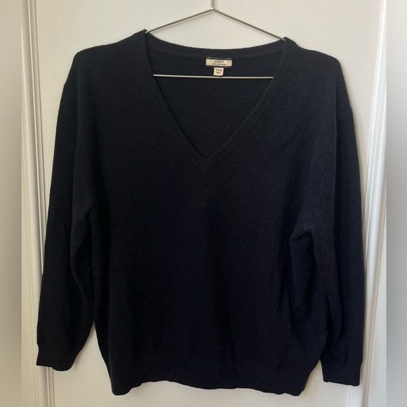 J. Crew Cashmere Relaxed V-Neck Sweater In Black Size XXS - Picture 2 of 7